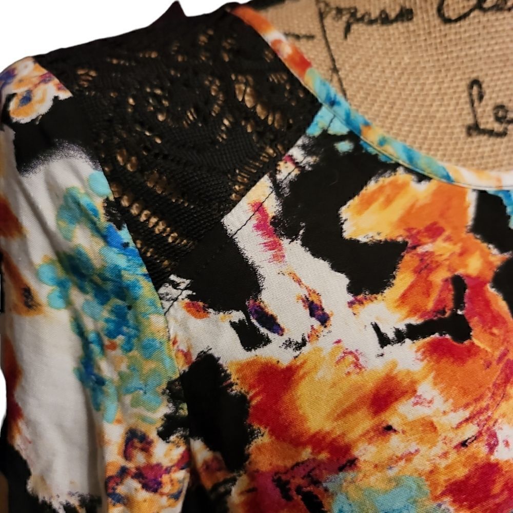 Copper Key Multicolor Laced Blouse Size Small - Picture 2 of 7